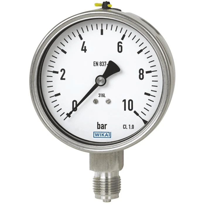 Wika Manometer 160 mm met Achterflens -1/0,6 Bar connection 1/2''BSP RVS glycerine filled